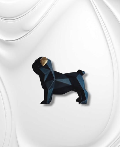Single Malt Black Pug Dog Geometrical Design Showpiece