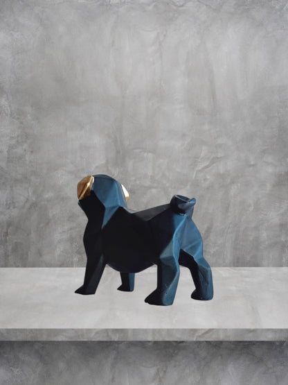 Single Malt Black Pug Dog Geometrical Design Showpiece