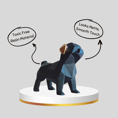 Single Malt Black Pug Dog Geometrical Design Showpiece