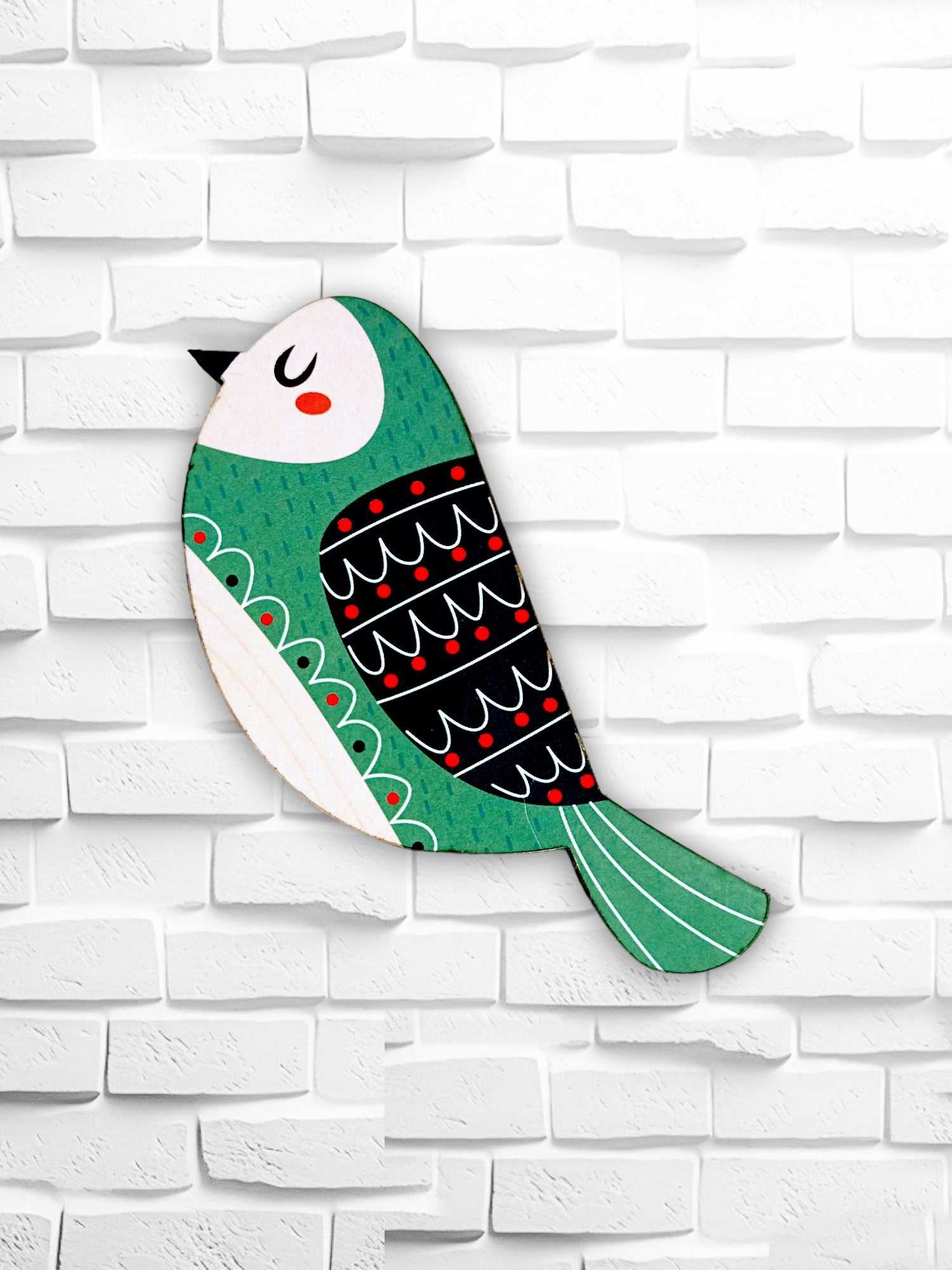 Fridge Magnet - Green Color Full Bird - Mandala Design