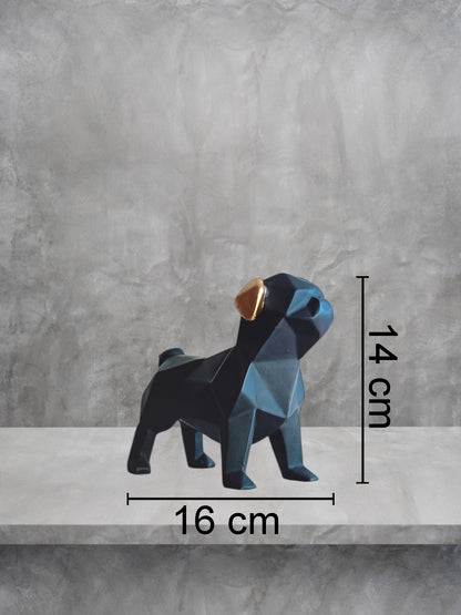 Single Malt Black Pug Dog Geometrical Design Showpiece